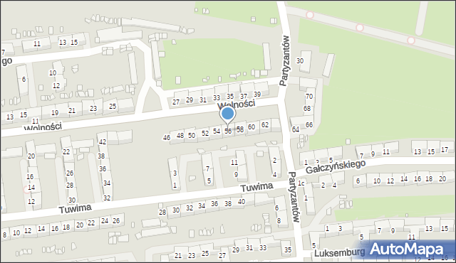 Gliwice, Wolności, 56, mapa Gliwic