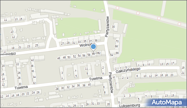 Gliwice, Wolności, 60, mapa Gliwic