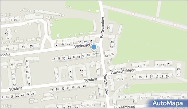 Gliwice, Wolności, 62, mapa Gliwic