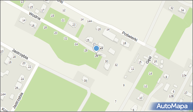 Głosków, Wodna, 28, mapa Głosków