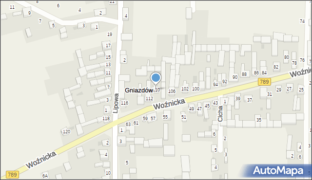 Gniazdów, Woźnicka, 110, mapa Gniazdów