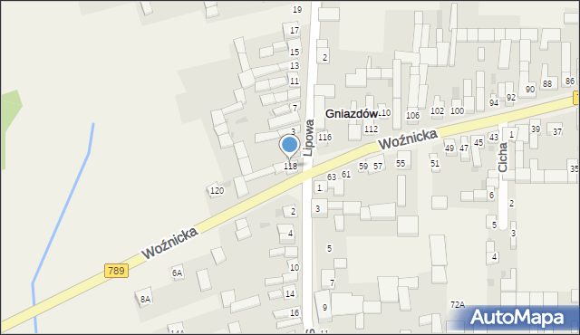 Gniazdów, Woźnicka, 118, mapa Gniazdów