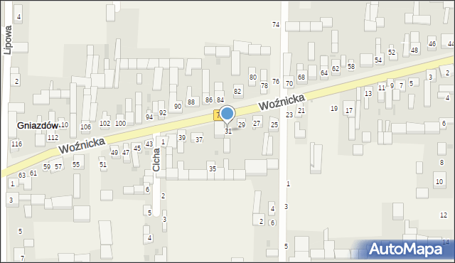 Gniazdów, Woźnicka, 31, mapa Gniazdów