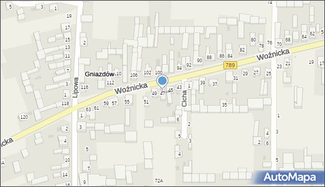 Gniazdów, Woźnicka, 47, mapa Gniazdów