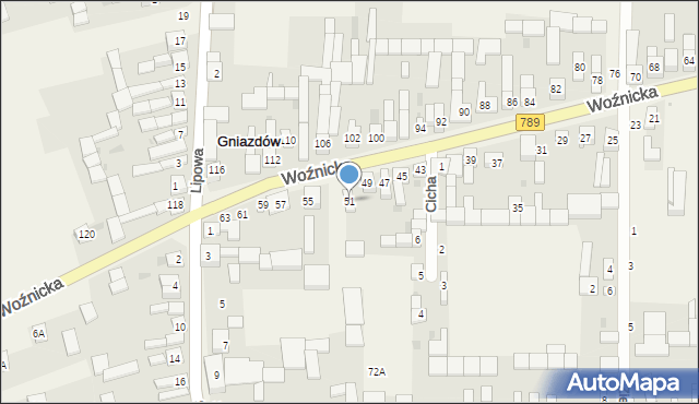 Gniazdów, Woźnicka, 51, mapa Gniazdów
