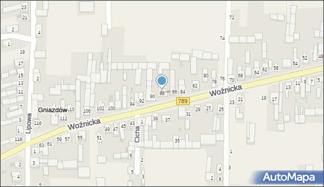 Gniazdów, Woźnicka, 88, mapa Gniazdów