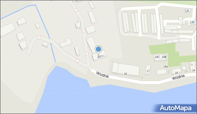 Gniezno, Wodna, 20, mapa Gniezna