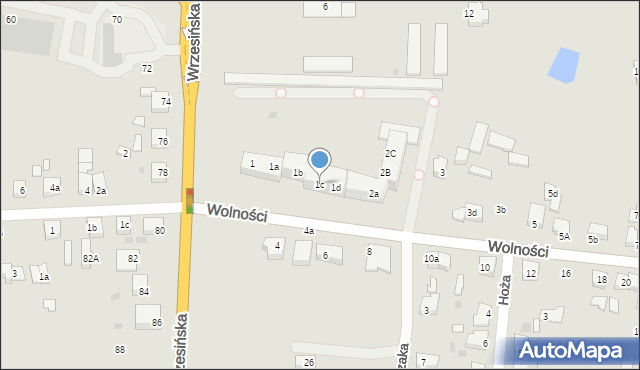 Gniezno, Wolności, 1c, mapa Gniezna