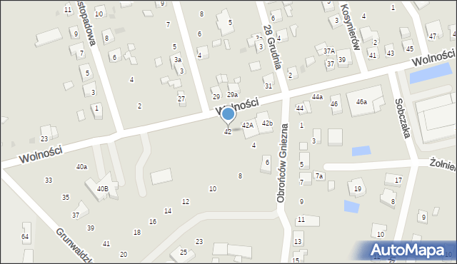Gniezno, Wolności, 42, mapa Gniezna
