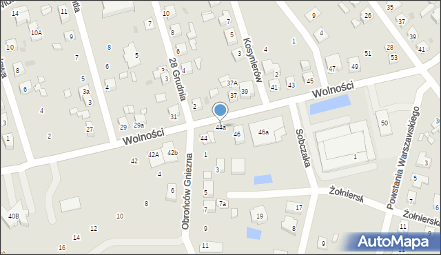 Gniezno, Wolności, 44a, mapa Gniezna