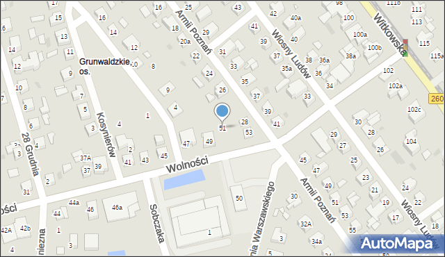 Gniezno, Wolności, 51, mapa Gniezna