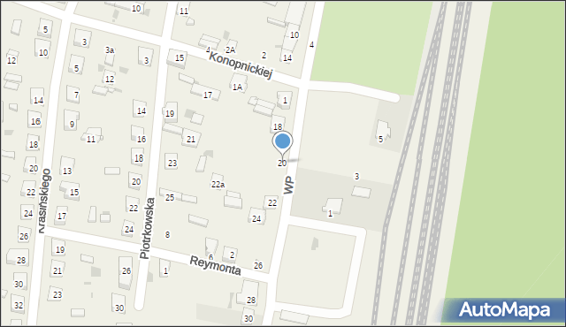 Gomunice, Wojska Polskiego, 20, mapa Gomunice