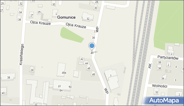 Gomunice, Wojska Polskiego, 40, mapa Gomunice