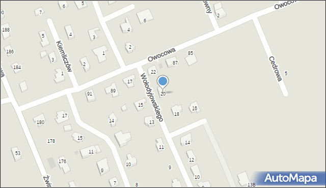 Gorzów Wielkopolski, Wołodyjowskiego Michała, 20, mapa Gorzów Wielkopolski
