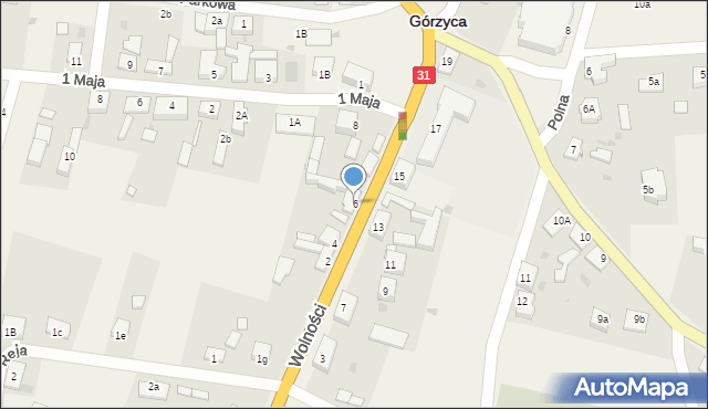 Górzyca, Wolności, 6, mapa Górzyca
