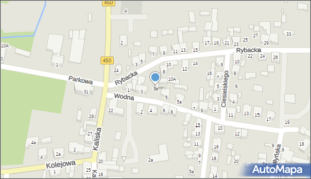 Grabów nad Prosną, Wodna, 3a, mapa Grabów nad Prosną