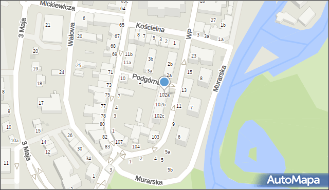 Gryfice, Wojska Polskiego, 102a, mapa Gryfice