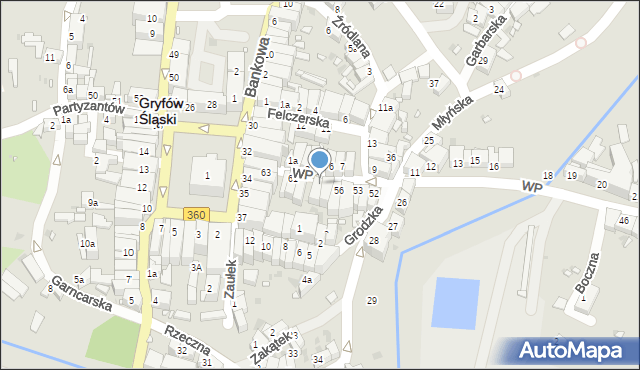 Gryfów Śląski, Wojska Polskiego, 58, mapa Gryfów Śląski