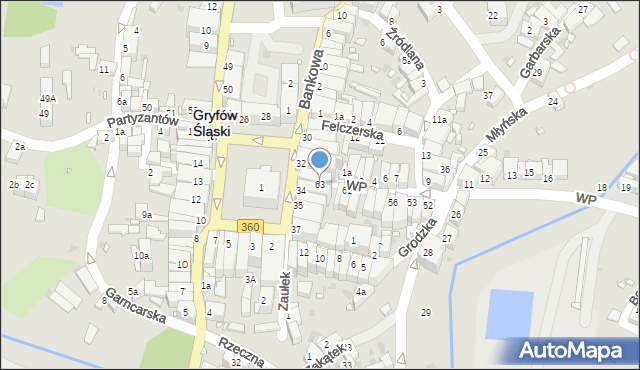 Gryfów Śląski, Wojska Polskiego, 63, mapa Gryfów Śląski