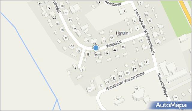 Hanulin, Wolności, 40, mapa Hanulin