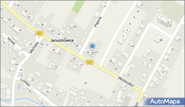 Januszkowice, Wolności, 32, mapa Januszkowice