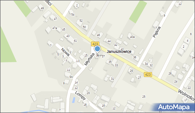 Januszkowice, Wolności, 39, mapa Januszkowice