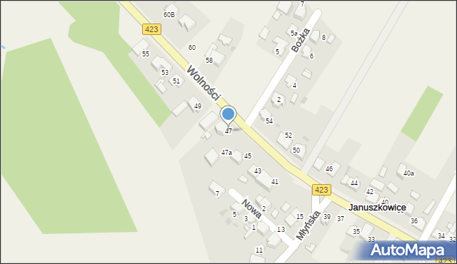 Januszkowice, Wolności, 47, mapa Januszkowice