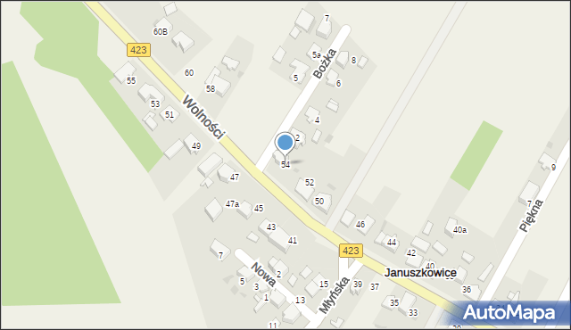 Januszkowice, Wolności, 54, mapa Januszkowice