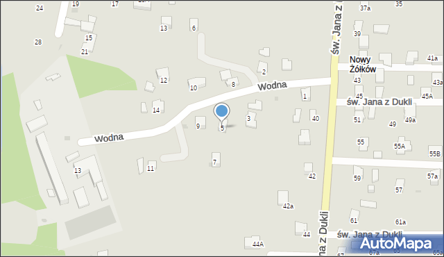 Jasło, Wodna, 5, mapa Jasła