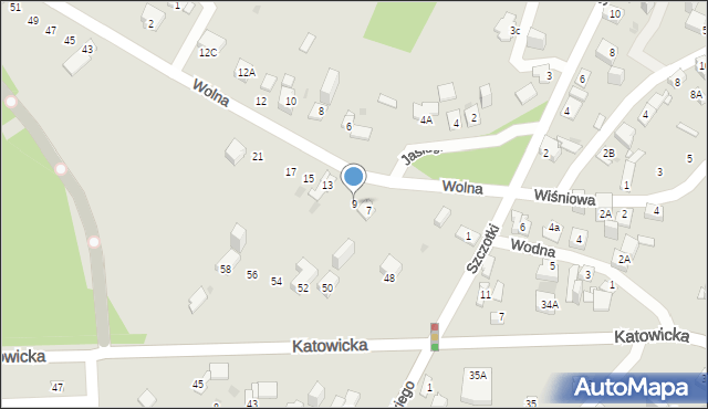 Jaworzno, Wolna, 9, mapa Jaworzno