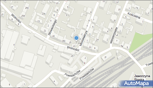 Jaworzyna Śląska, Wolności, 13A, mapa Jaworzyna Śląska