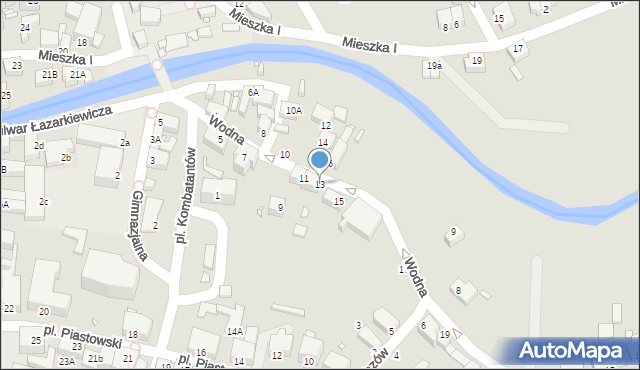 Jelenia Góra, Wodna, 13, mapa Jelenia Góra