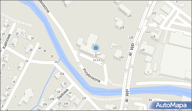 Kalisz, Wodna, 11, mapa Kalisza