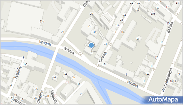 Kalisz, Wodna, 4, mapa Kalisza