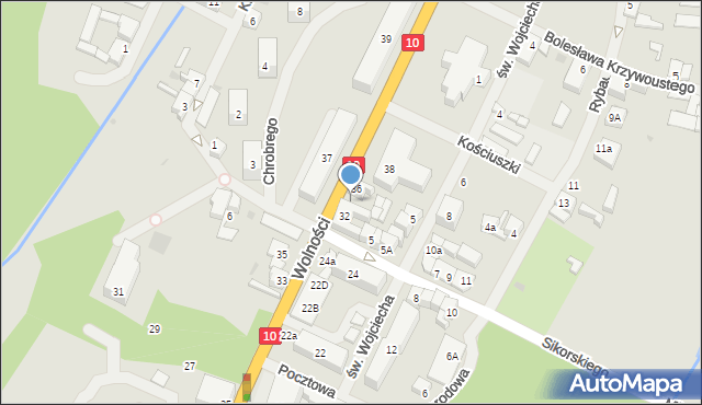 Kalisz Pomorski, Wolności, 34, mapa Kalisz Pomorski