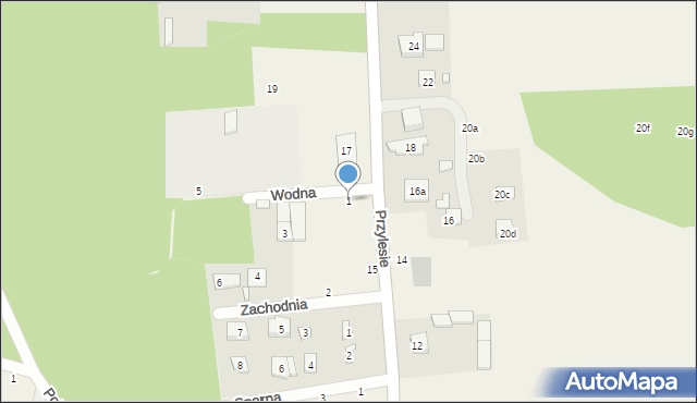 Kania Góra, Wodna, 1, mapa Kania Góra