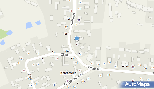 Karczewice, Wolności, 36, mapa Karczewice