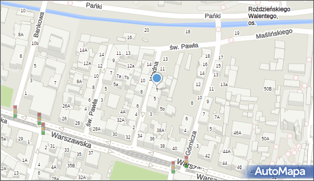 Katowice, Wodna, 7, mapa Katowic