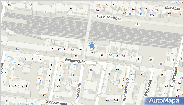 Katowice, Wojewódzka, 26, mapa Katowic