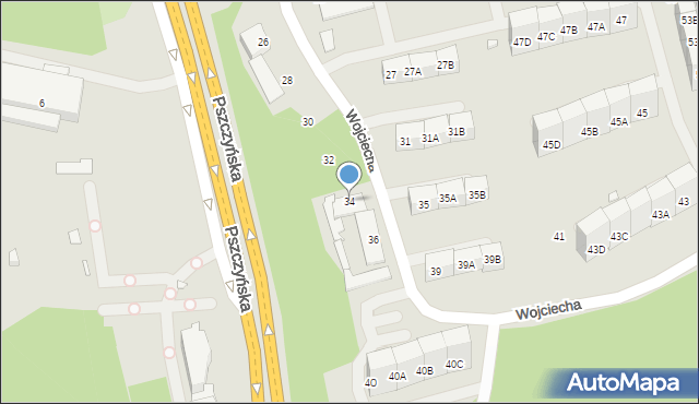 Katowice, Wojciecha, 34, mapa Katowic