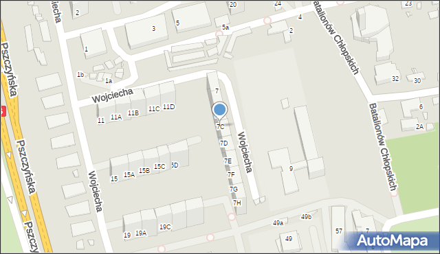 Katowice, Wojciecha, 7C, mapa Katowic