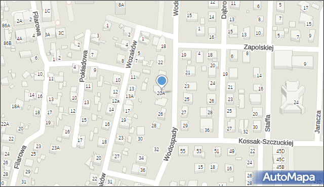 Katowice, Wodospady, 20A, mapa Katowic