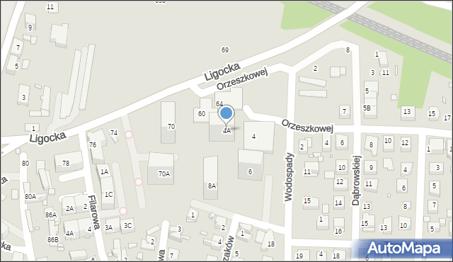 Katowice, Wodospady, 4A, mapa Katowic