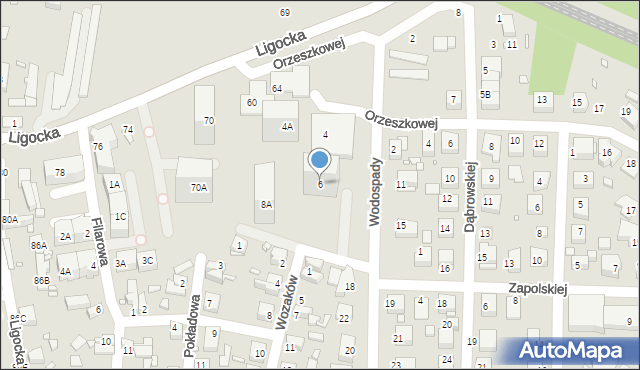 Katowice, Wodospady, 6, mapa Katowic