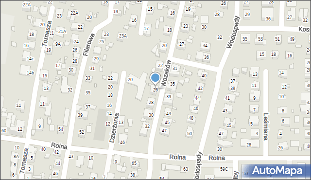 Katowice, Wozaków, 26, mapa Katowic
