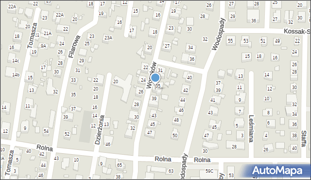 Katowice, Wozaków, 37, mapa Katowic