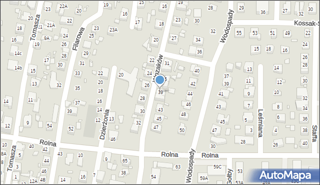 Katowice, Wozaków, 39, mapa Katowic