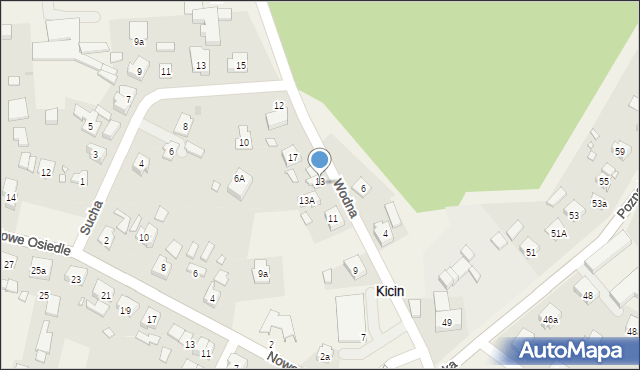 Kicin, Wodna, 13, mapa Kicin