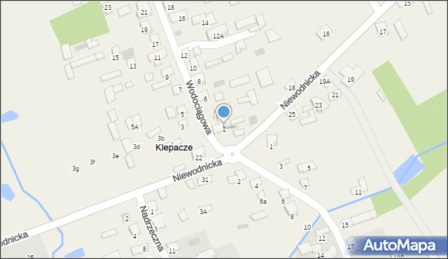 Klepacze, Wodociągowa, 2, mapa Klepacze
