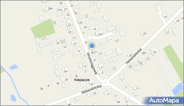 Klepacze, Wodociągowa, 8, mapa Klepacze